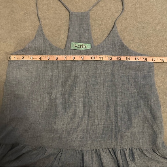Karlie Women's Strappy Racer Top With Ruffled Hem Denim Color size M - Picture 4 of 6